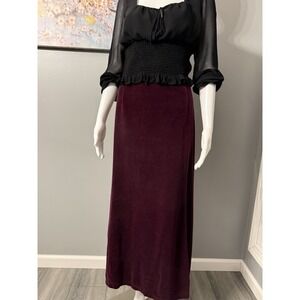White Stag Skirt VTG 90s XL Wine Velvet Maxi Pull On Stretch Witchy Vamp Goth